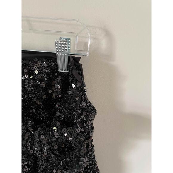 Lulus Sequin Shiny Tie Wrap Mini Skirt Black Size XS NEW - Picture 5 of 8